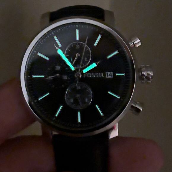 Fossil Rhett BQ2849 Men’s 42mm Black Dial Multifunction Quartz Leather Straps - Picture 13 of 15